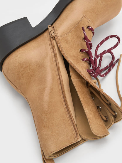 CHARLES & KEITH Special Offer / Logan Double-Lace Calf Boots - Sand