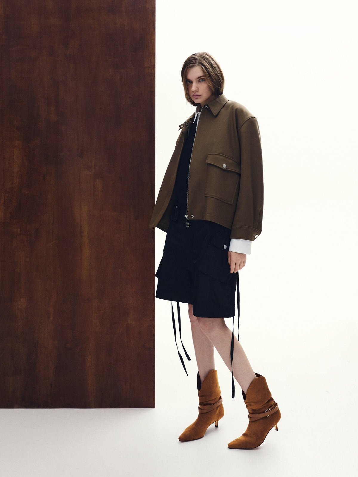 CHARLES & KEITH Popular / Karter Faux Suede Kitten-Heel Boots - Cognac