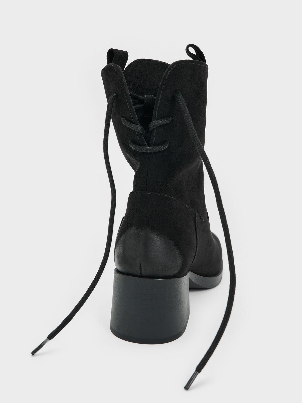 CHARLES & KEITH Best Price / Rosamond Faux Suede Back-Lace Calf Boots - Black Textured