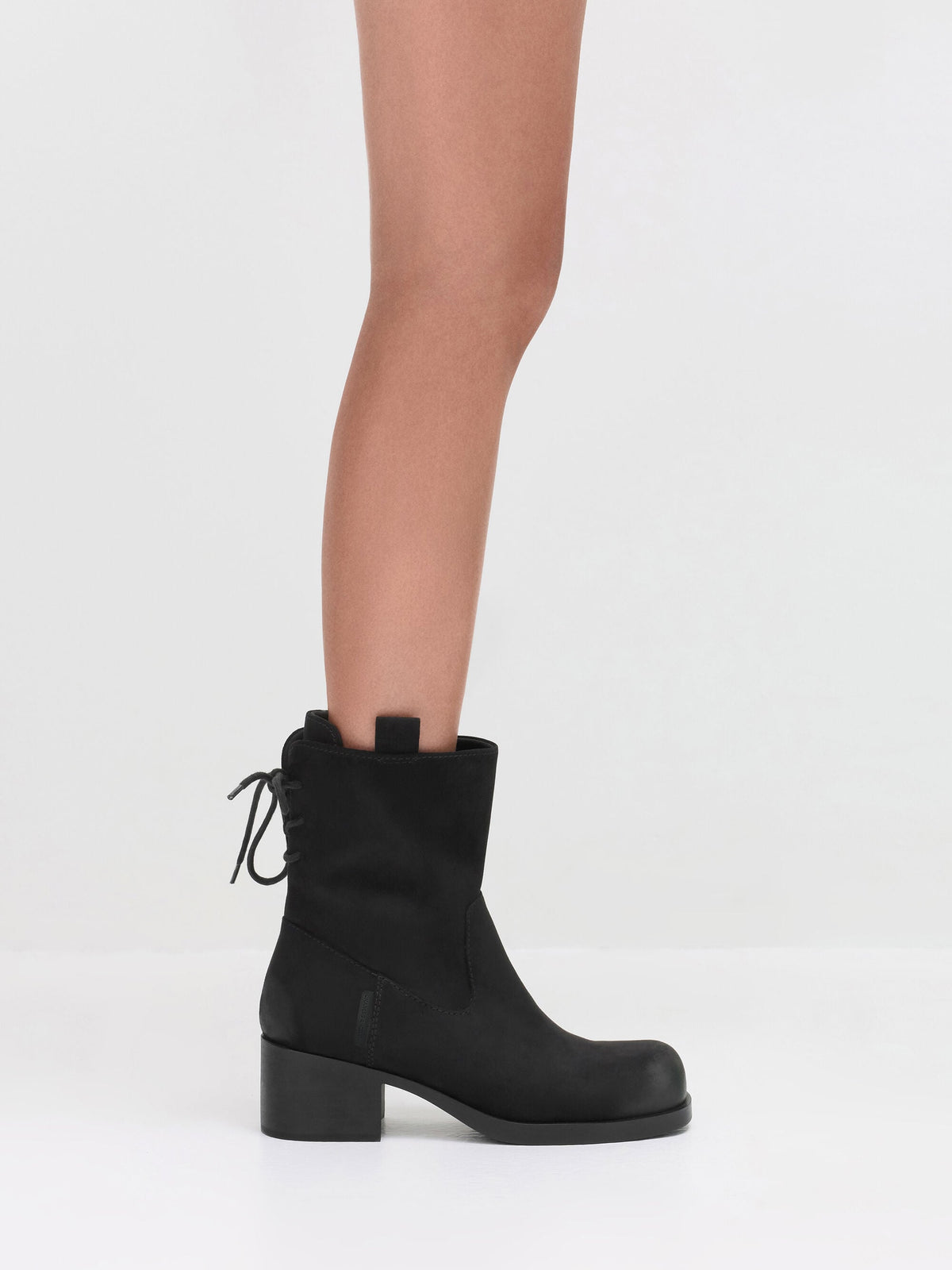 CHARLES & KEITH Best Price / Rosamond Faux Suede Back-Lace Calf Boots - Black Textured
