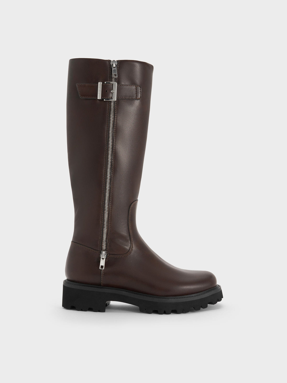 CHARLES & KEITH Special Offer / Lyndon Buckled Knee-High Boots - Dark Brown