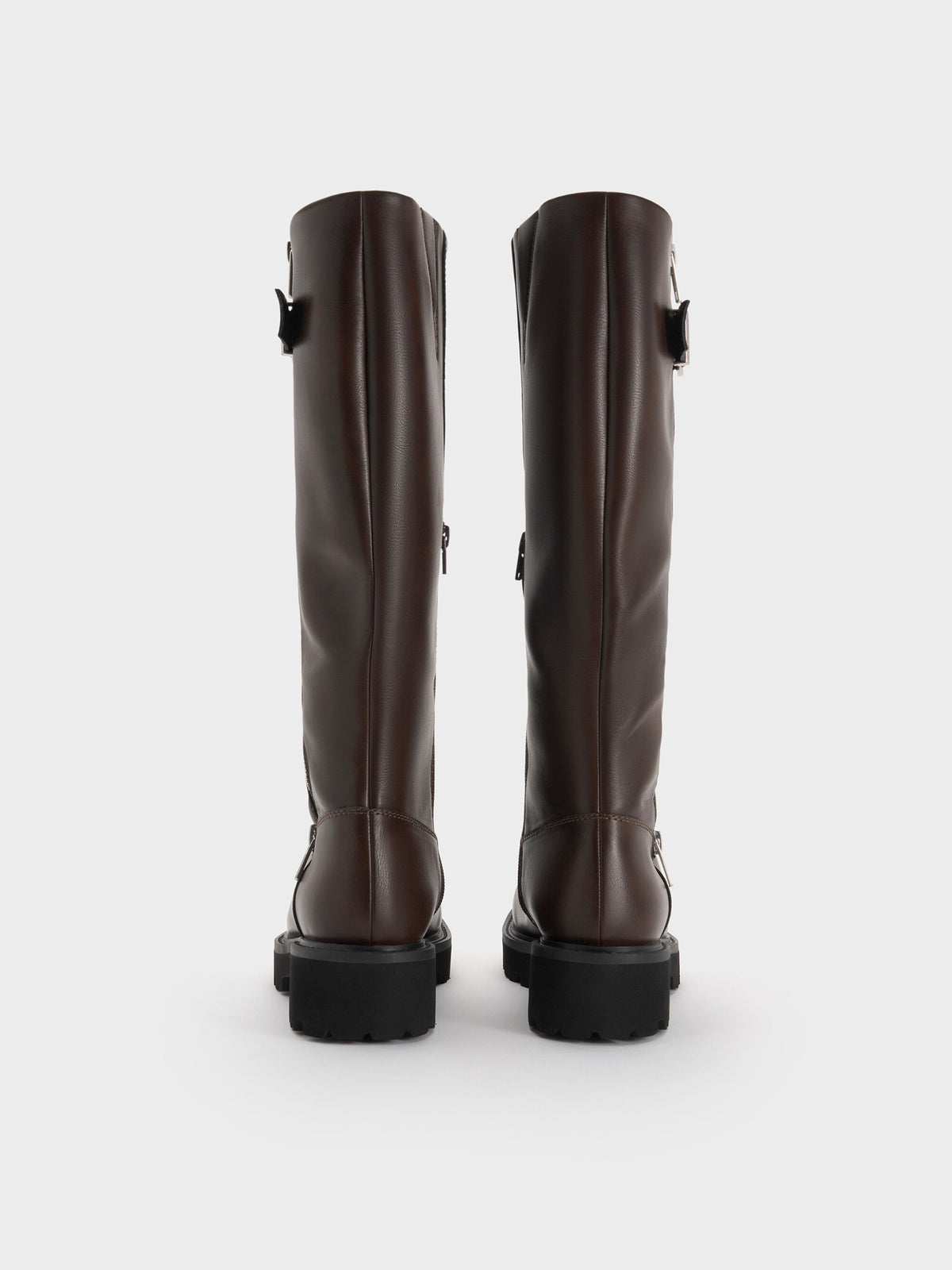 CHARLES & KEITH Special Offer / Lyndon Buckled Knee-High Boots - Dark Brown