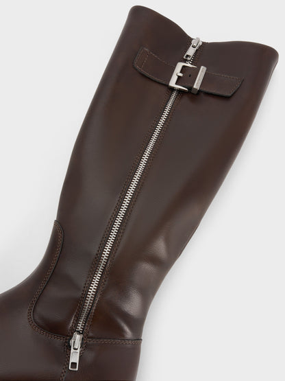 CHARLES & KEITH Special Offer / Lyndon Buckled Knee-High Boots - Dark Brown
