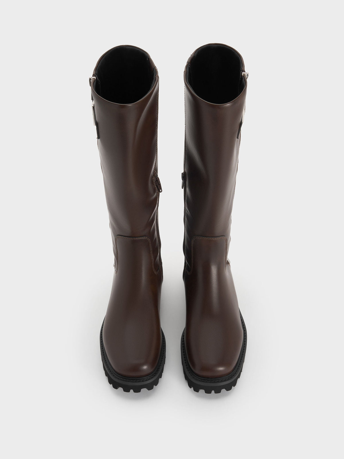 CHARLES & KEITH Special Offer / Lyndon Buckled Knee-High Boots - Dark Brown