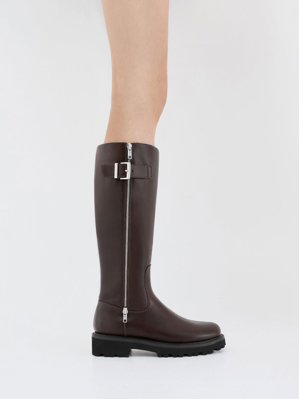 CHARLES & KEITH Special Offer / Lyndon Buckled Knee-High Boots - Dark Brown