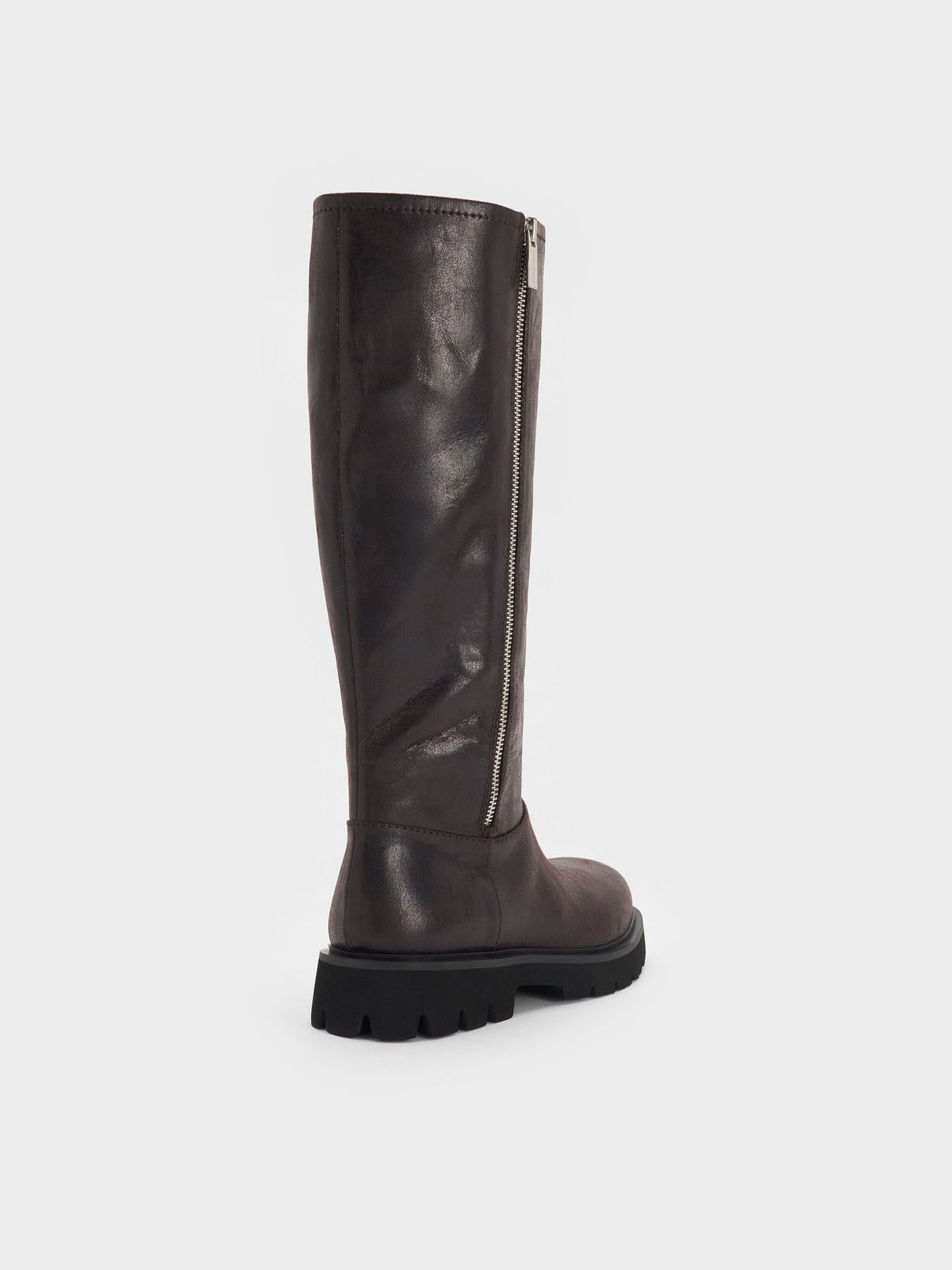 CHARLES & KEITH Best Seller / Rosamond Knee-High Boots - Dark Brown Textured