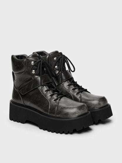 CHARLES & KEITH Special Offer / Eliot Platform Combat Boots - Grey