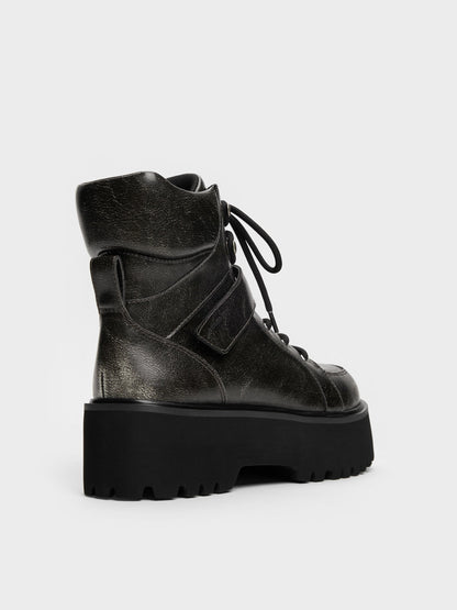 CHARLES & KEITH Special Offer / Eliot Platform Combat Boots - Grey