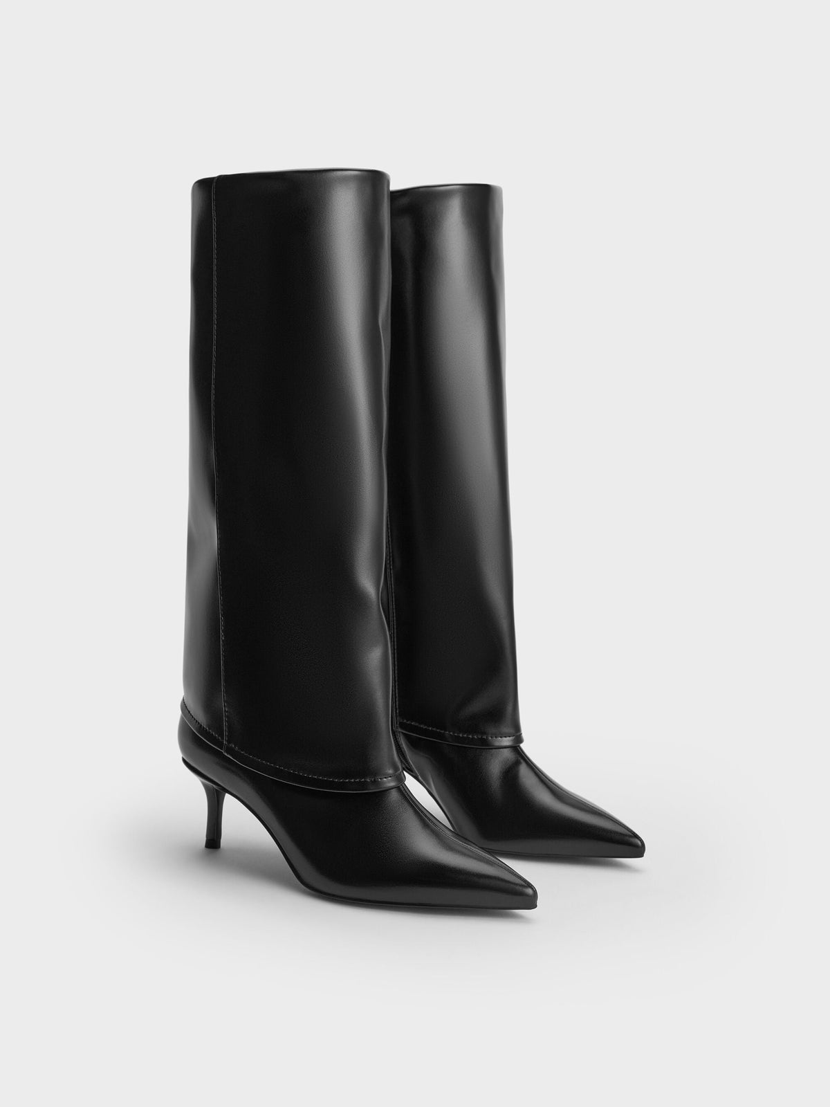 CHARLES & KEITH Signature / Pointed Stiletto Knee-High Boots - Black