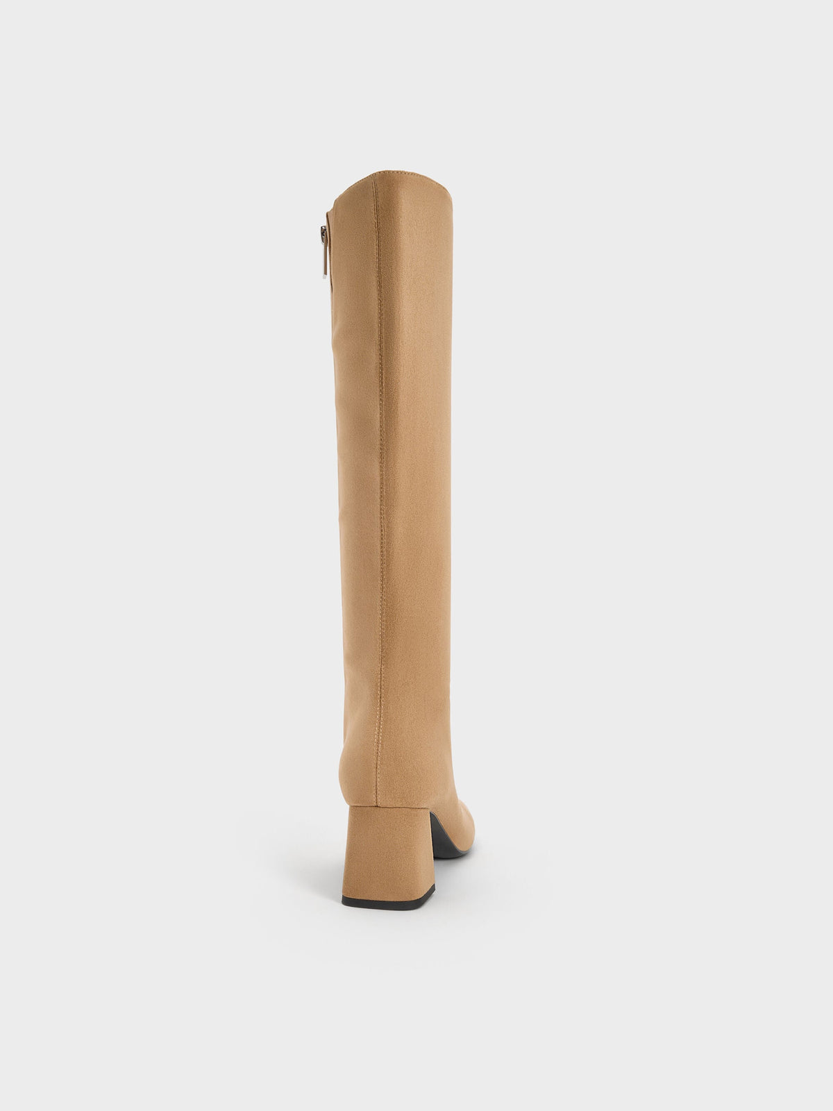 CHARLES & KEITH Hot Sale / Faux Suede Square-Toe Knee-High Boots - Sand