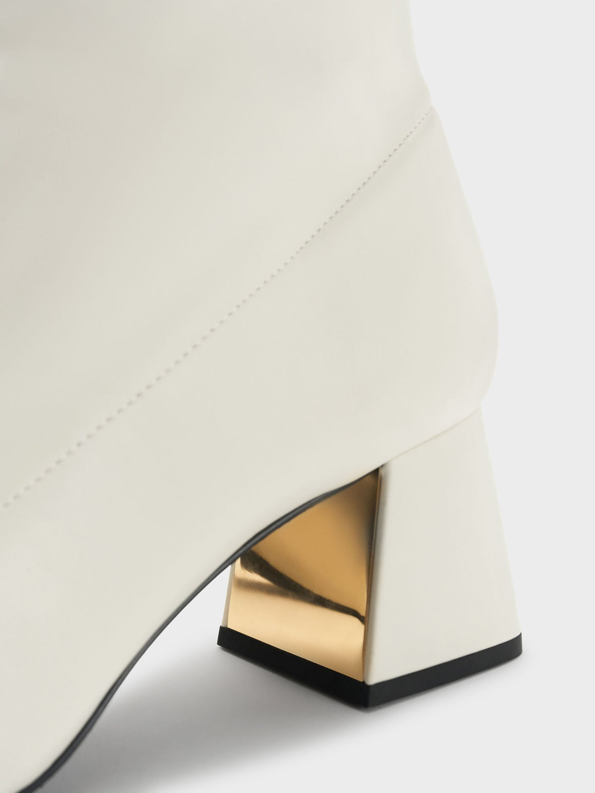 CHARLES & KEITH Classic / Jully Metallic Trapeze Heel Ankle Boots - Chalk