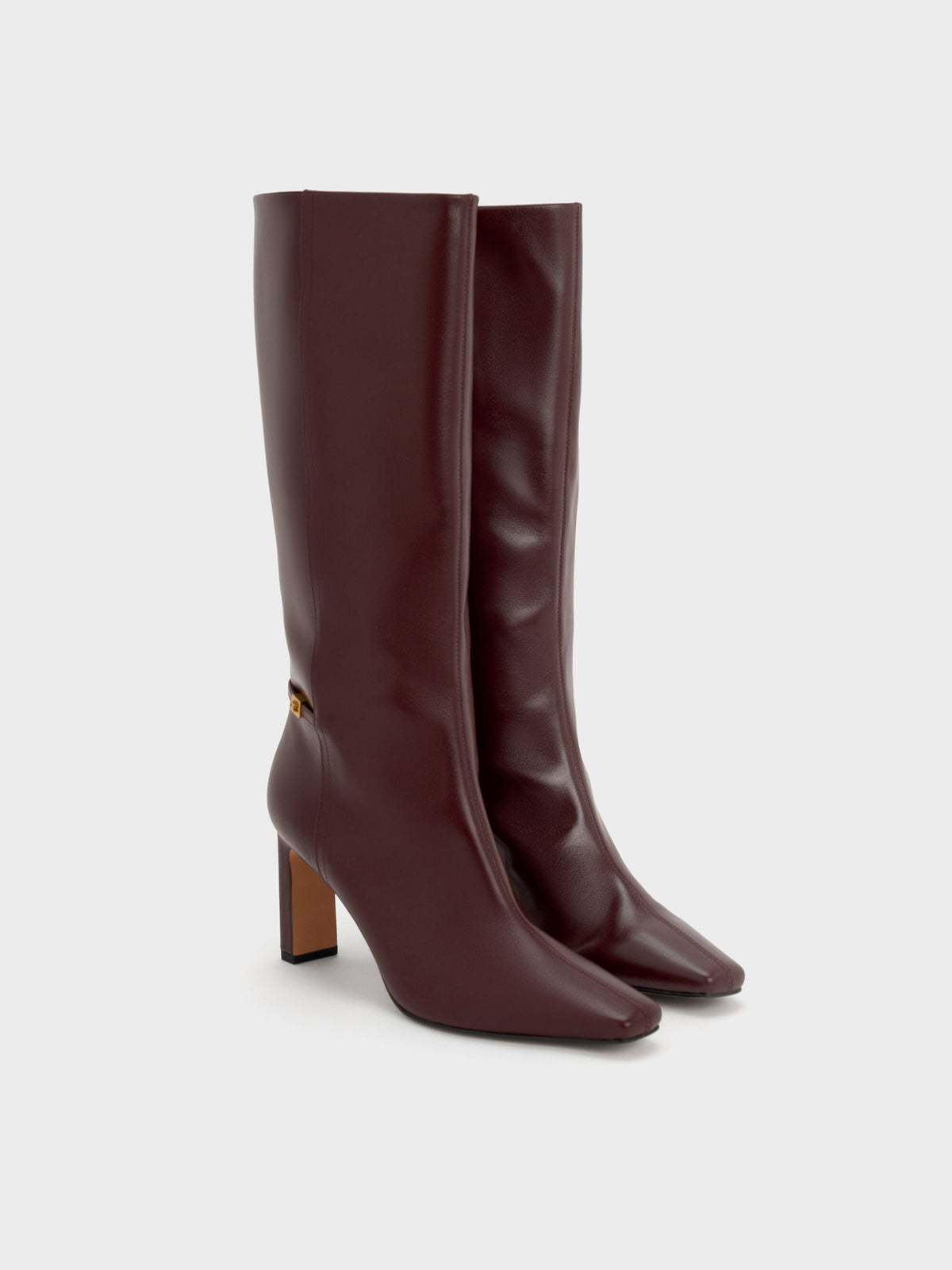 CHARLES & KEITH Discount / Georgina Leather Knee-High Boots - Burgundy