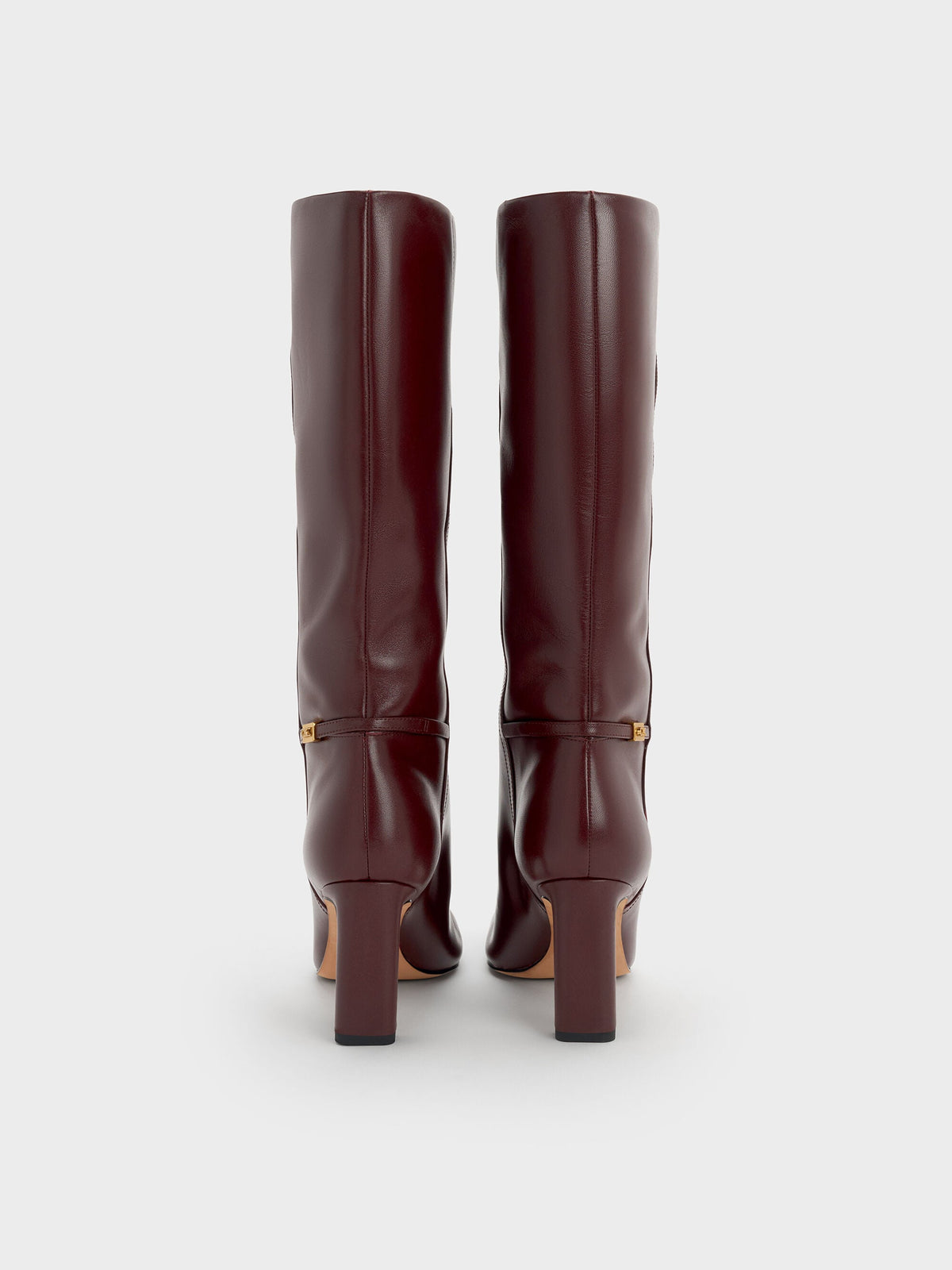CHARLES & KEITH Discount / Georgina Leather Knee-High Boots - Burgundy