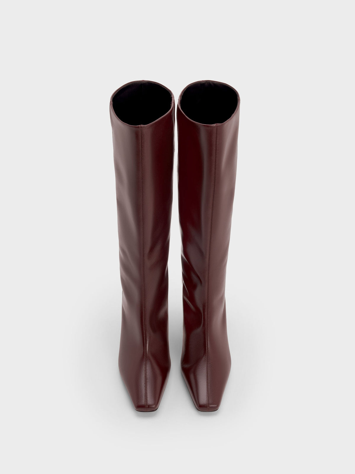CHARLES & KEITH Discount / Georgina Leather Knee-High Boots - Burgundy