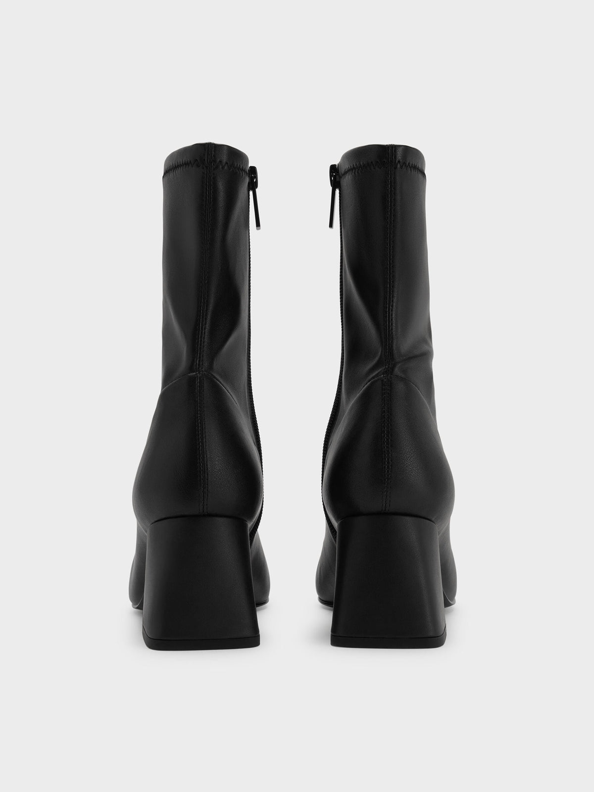 CHARLES & KEITH Great Value / Jully Metallic Trapeze Heel Ankle Boots - Black