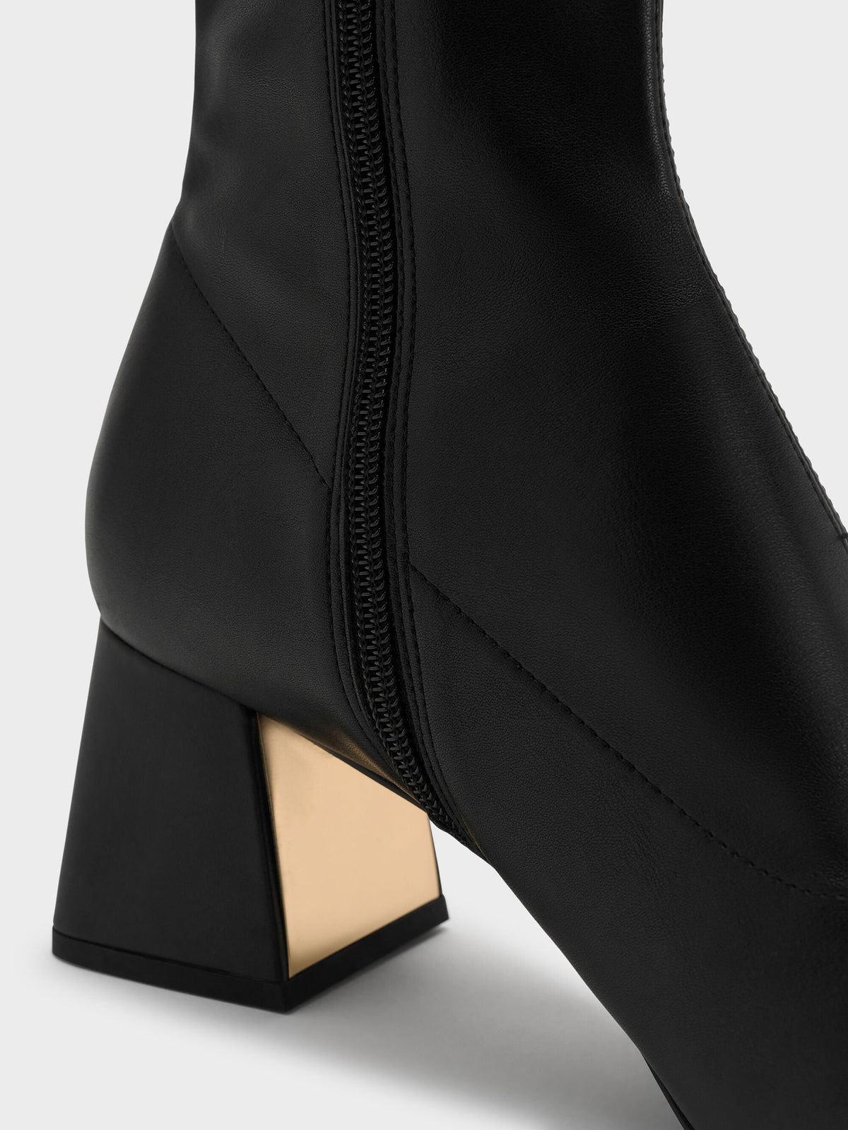 CHARLES & KEITH Great Value / Jully Metallic Trapeze Heel Ankle Boots - Black
