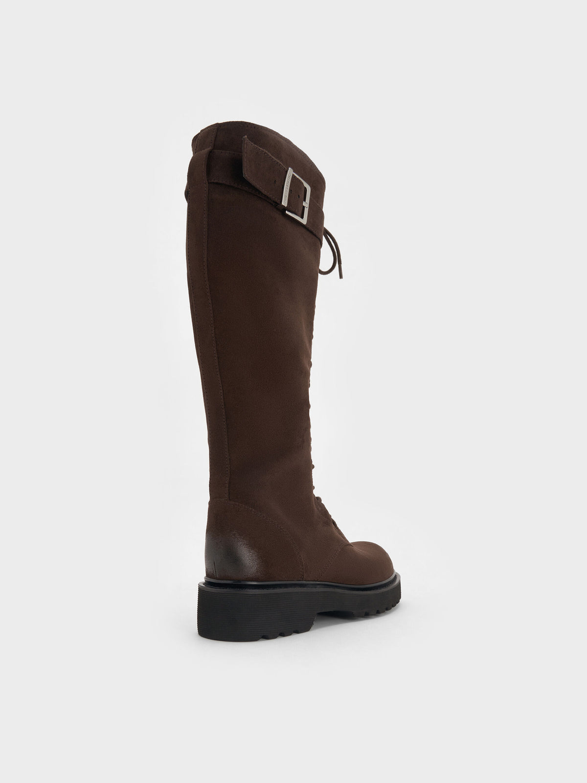 CHARLES & KEITH Top Pick / Darian Faux Suede Knee-High Boots - Dark Brown Textured