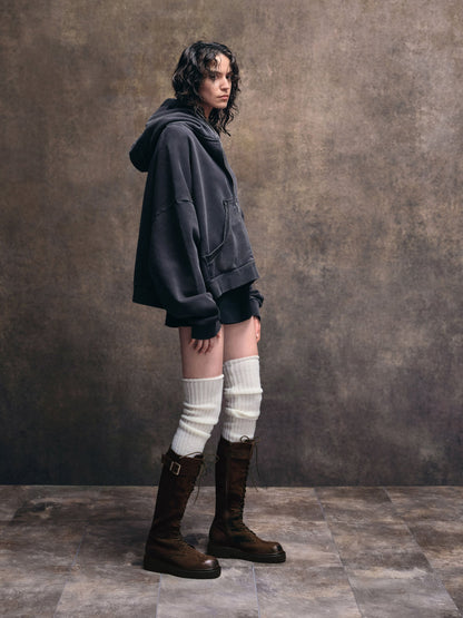 CHARLES & KEITH Top Pick / Darian Faux Suede Knee-High Boots - Dark Brown Textured