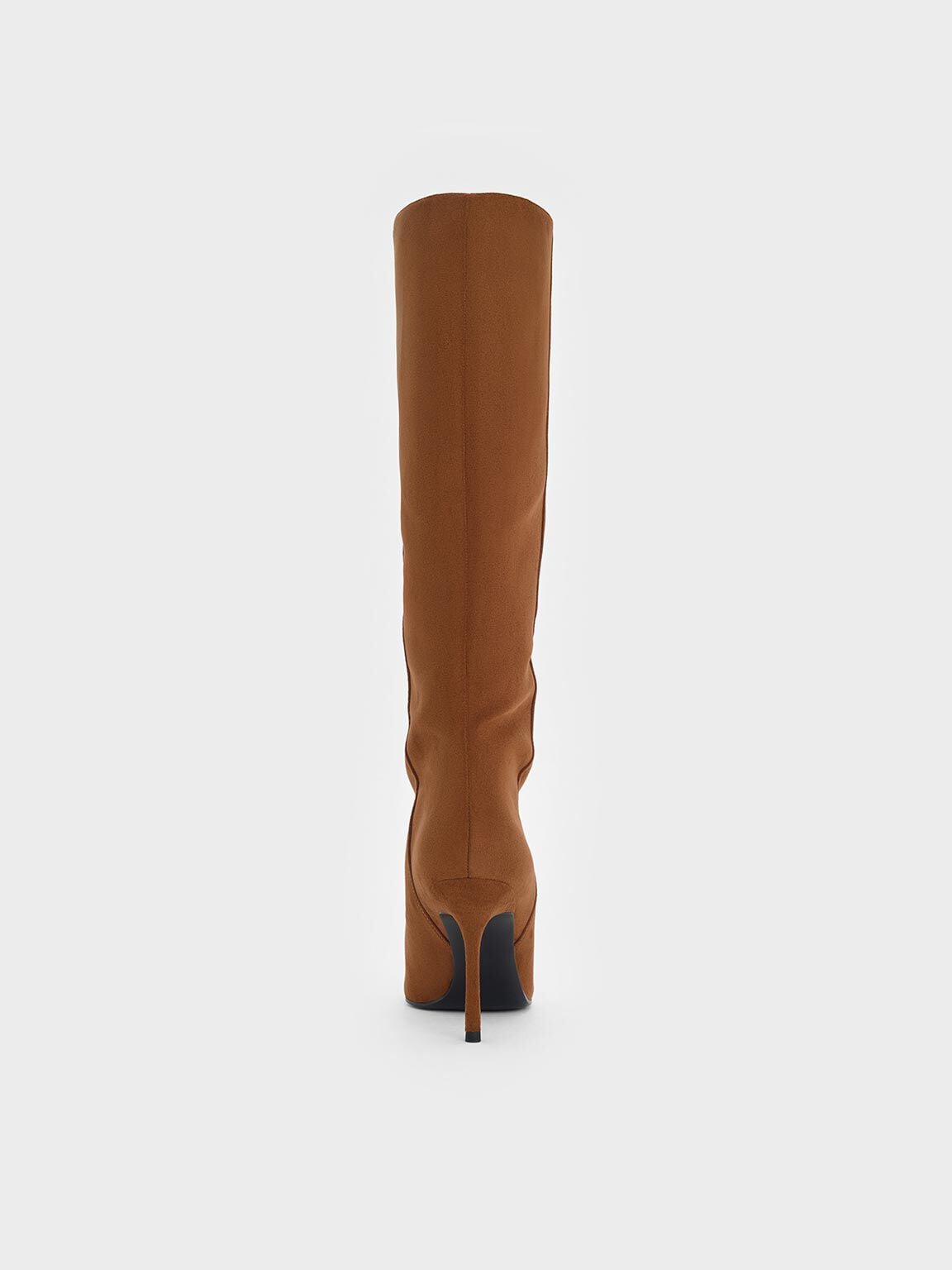 CHARLES & KEITH Trusted / Faux Suede Pointed Stiletto Knee-High Boots - Cognac