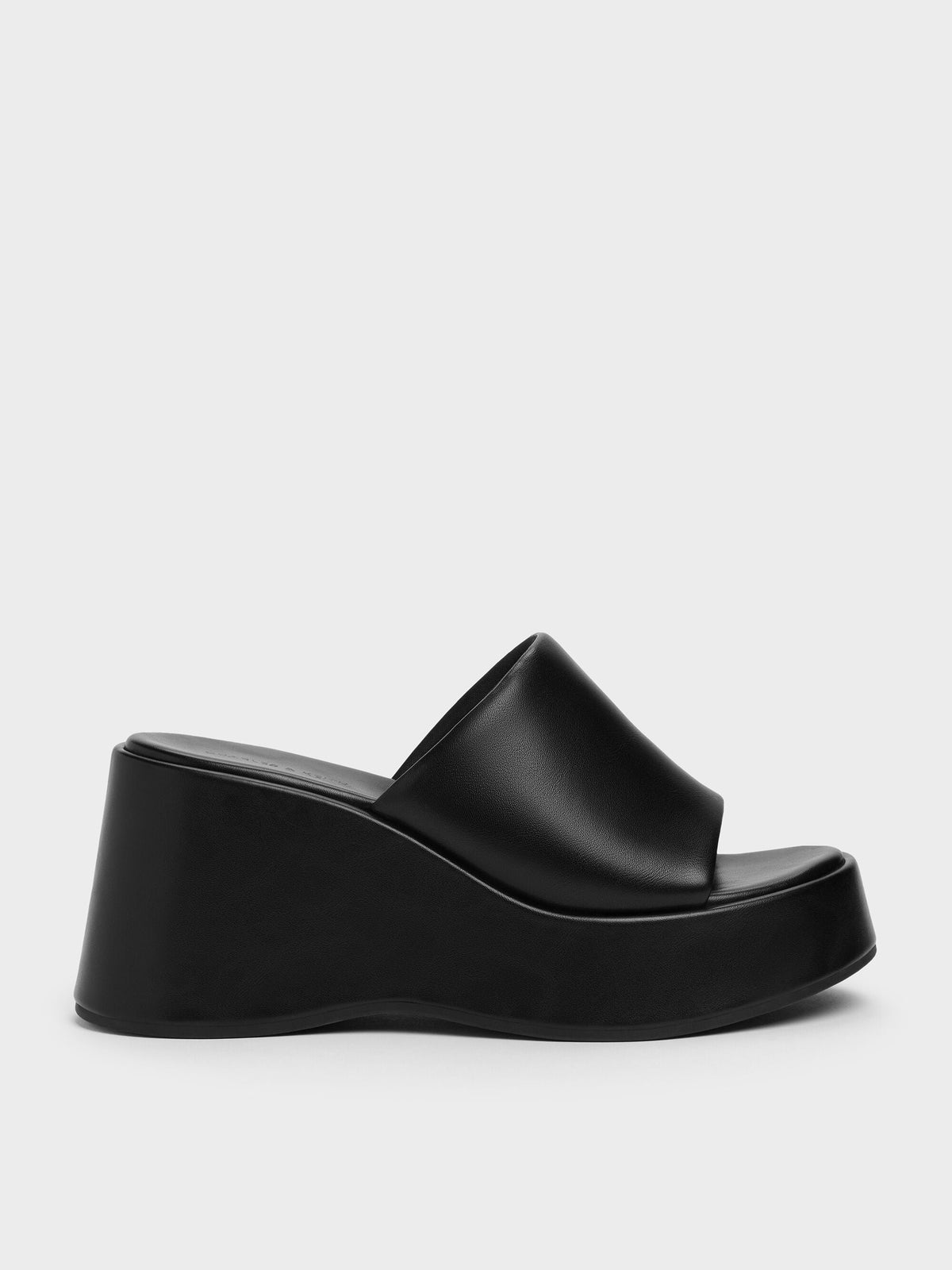 CHARLES & KEITH Smart Buy / Wide-Strap Platform Wedges - Black