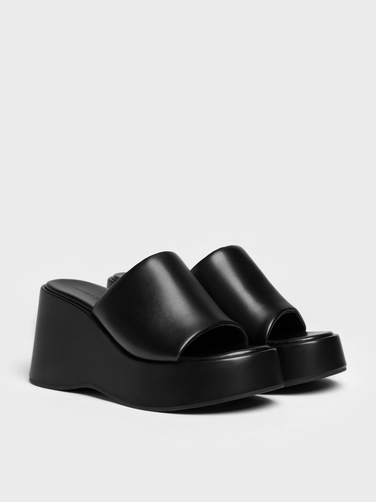 CHARLES & KEITH Smart Buy / Wide-Strap Platform Wedges - Black