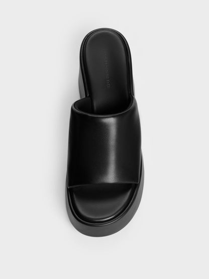 CHARLES & KEITH Smart Buy / Wide-Strap Platform Wedges - Black