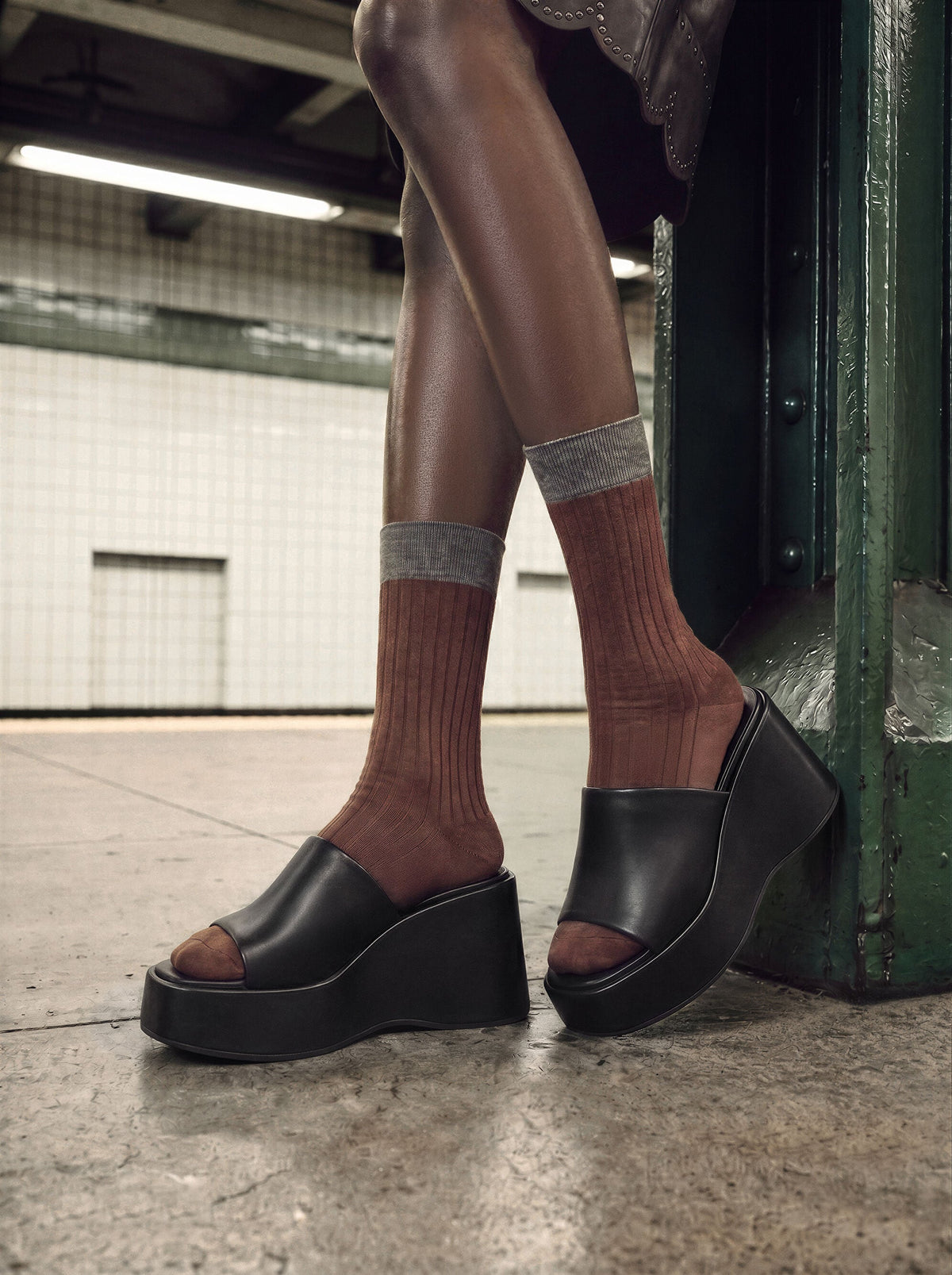 CHARLES & KEITH Smart Buy / Wide-Strap Platform Wedges - Black