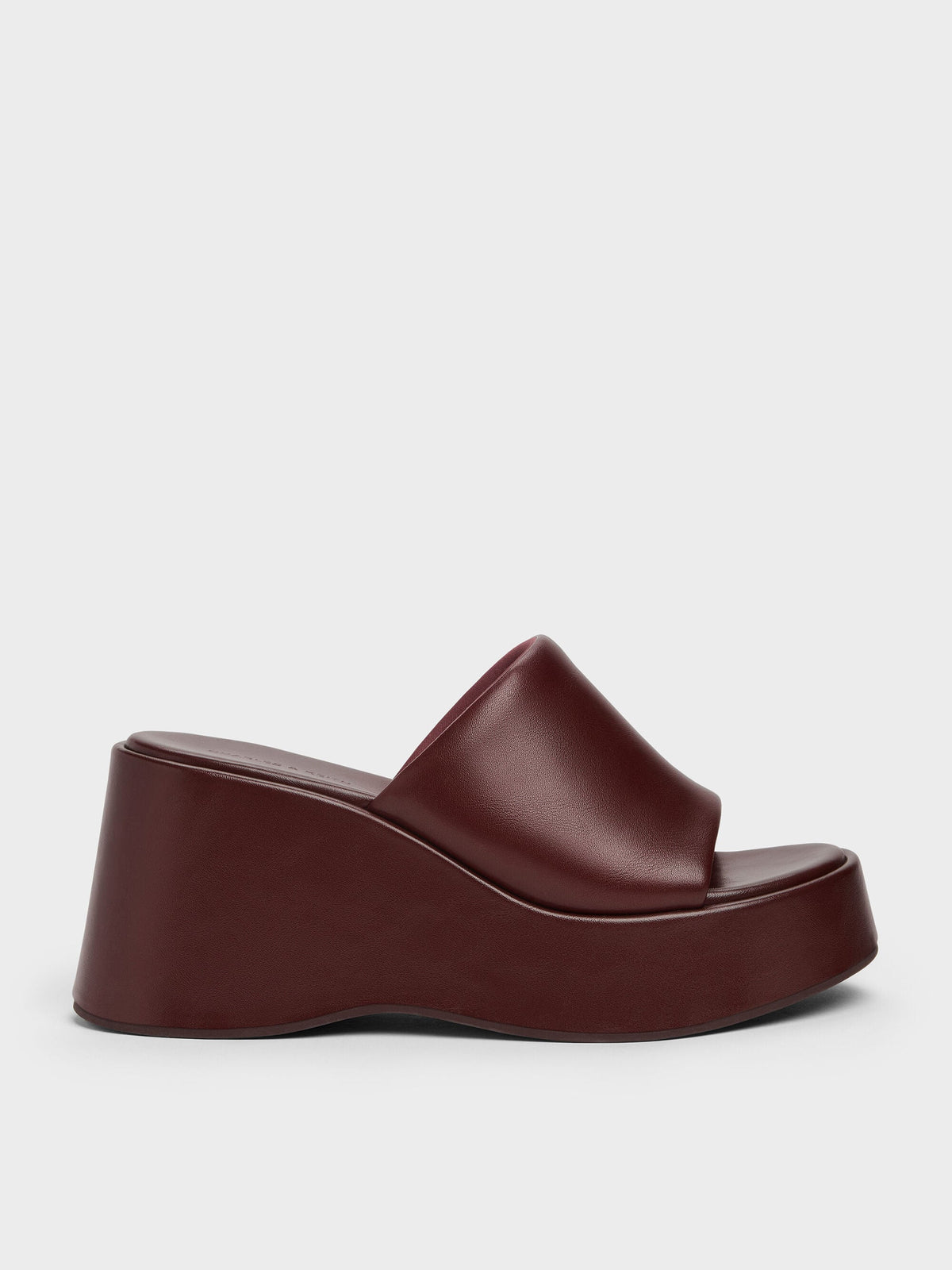 CHARLES & KEITH Popular / Wide-Strap Platform Wedges - Burgundy