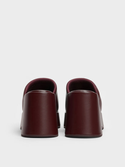 CHARLES & KEITH Popular / Wide-Strap Platform Wedges - Burgundy