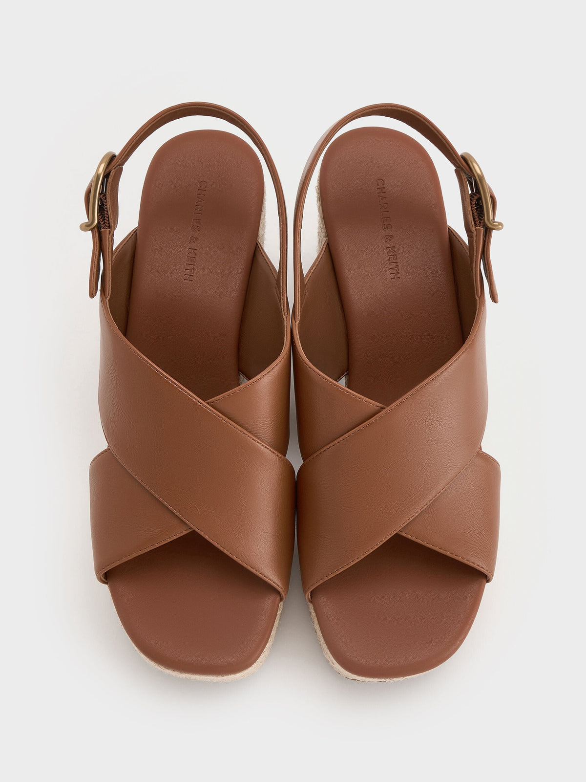 CHARLES & KEITH Quality / Crossover Espadrille Wedges - Brown