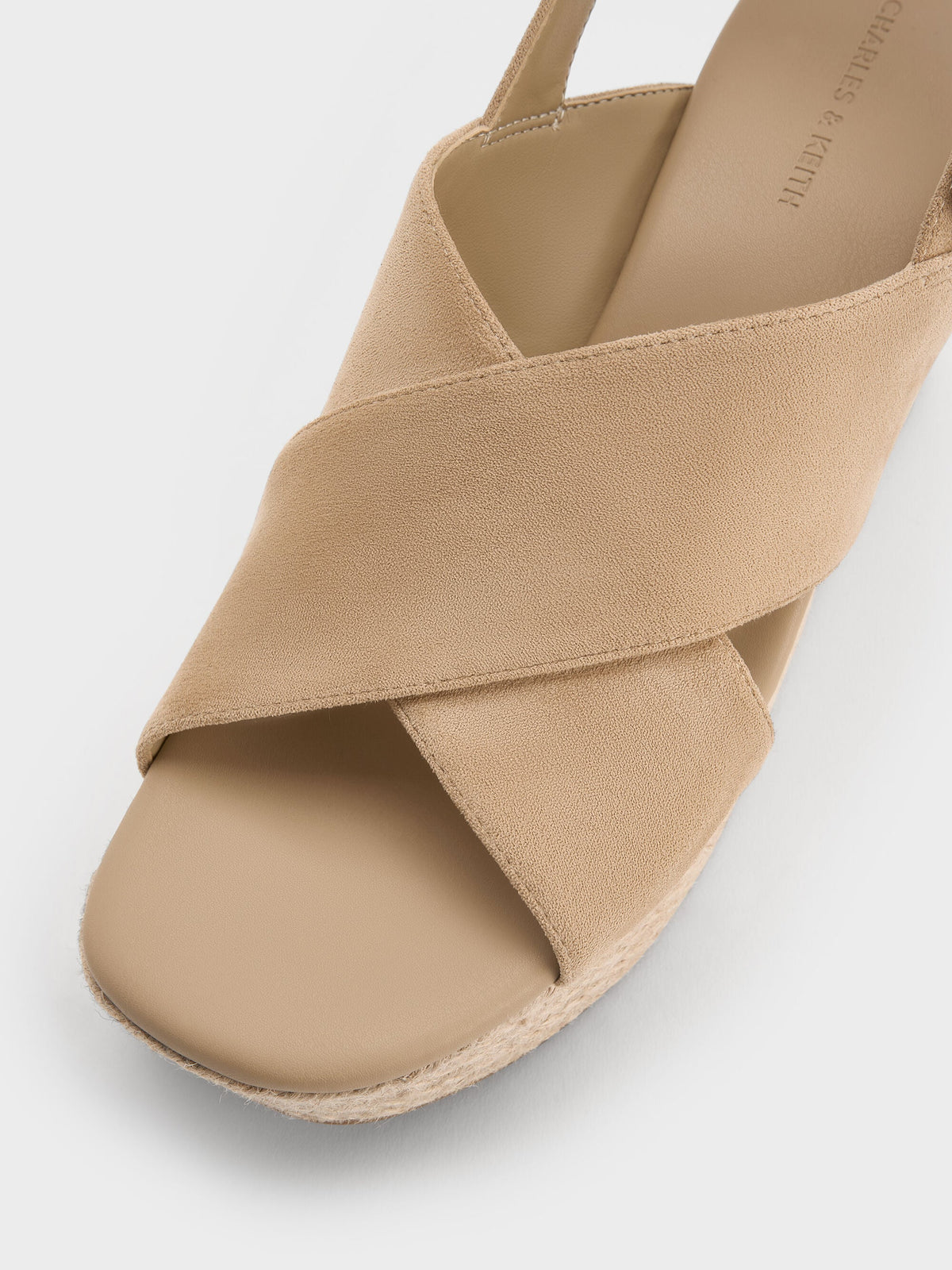 CHARLES & KEITH Best Price / Faux Suede Crossover Espadrille Wedges - Sand