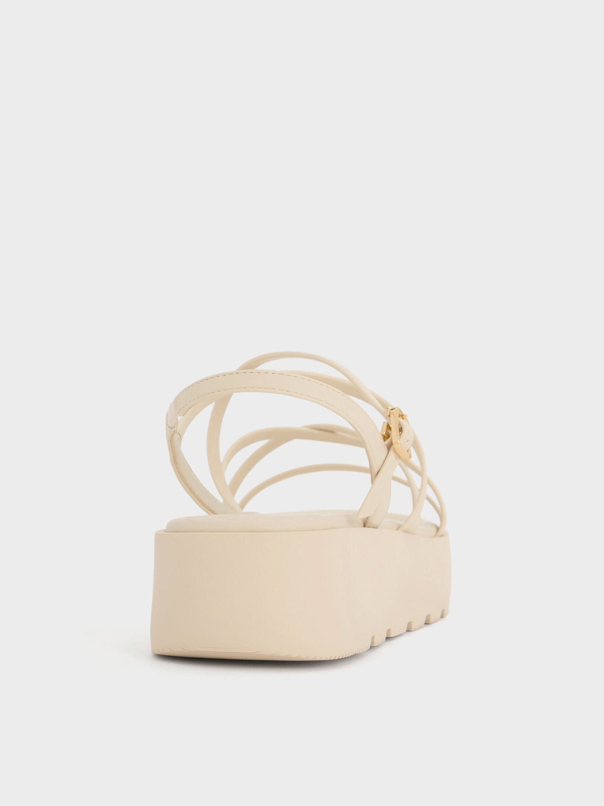 CHARLES & KEITH Hot Sale / Strappy Ridged-Sole Flatform Sandals - Chalk
