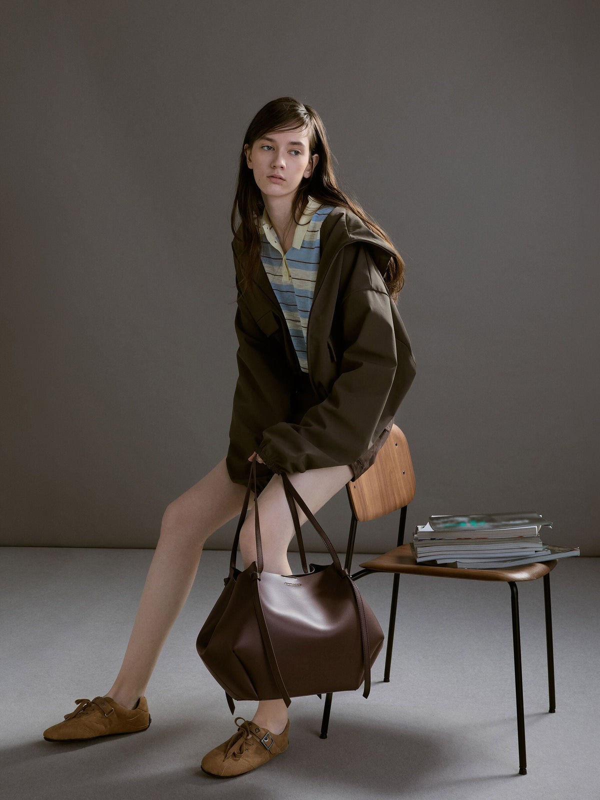 CHARLES & KEITH Quality / XL Calla Tote Bag - Espresso Brown