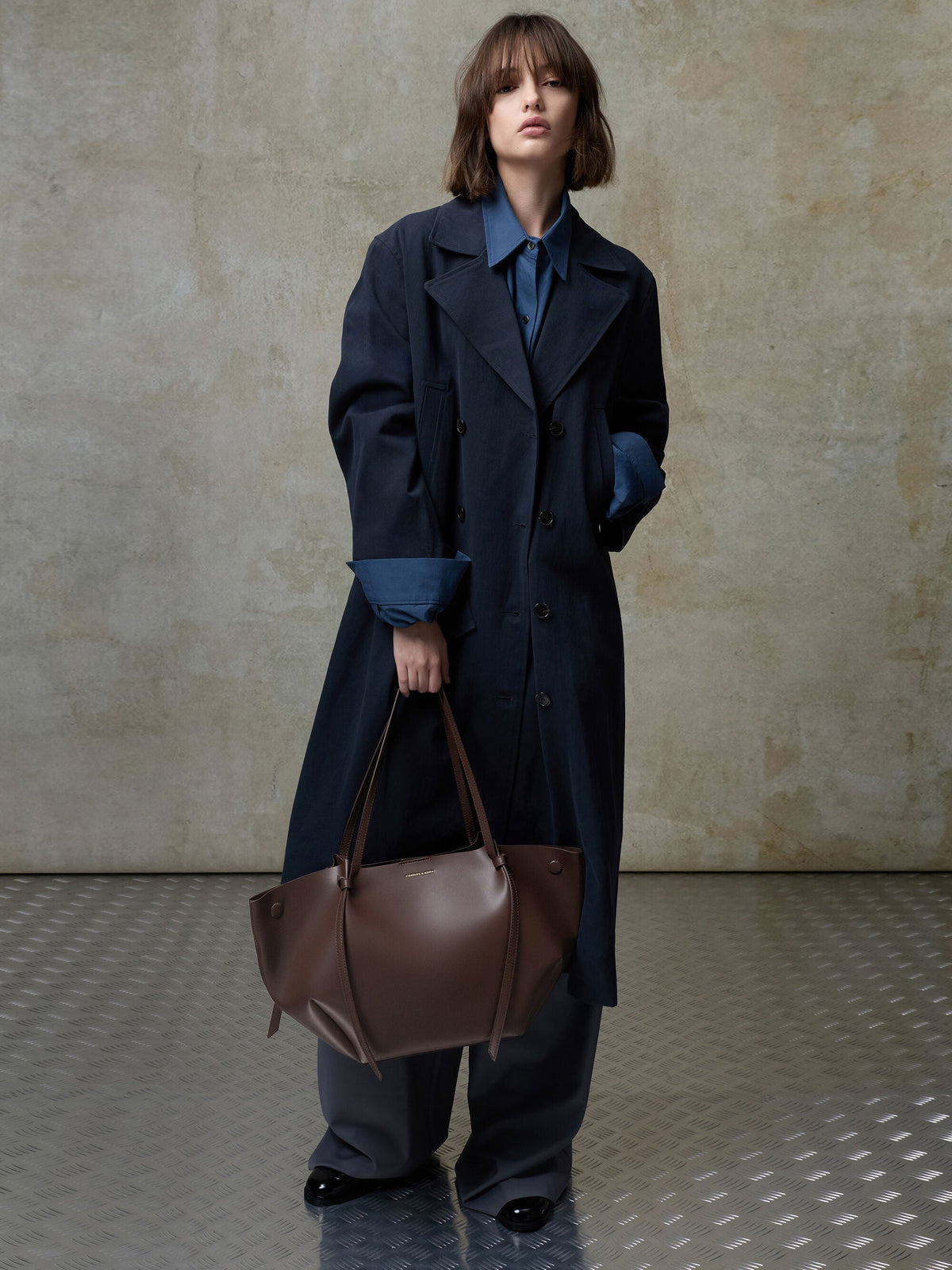 CHARLES & KEITH Quality / XL Calla Tote Bag - Espresso Brown