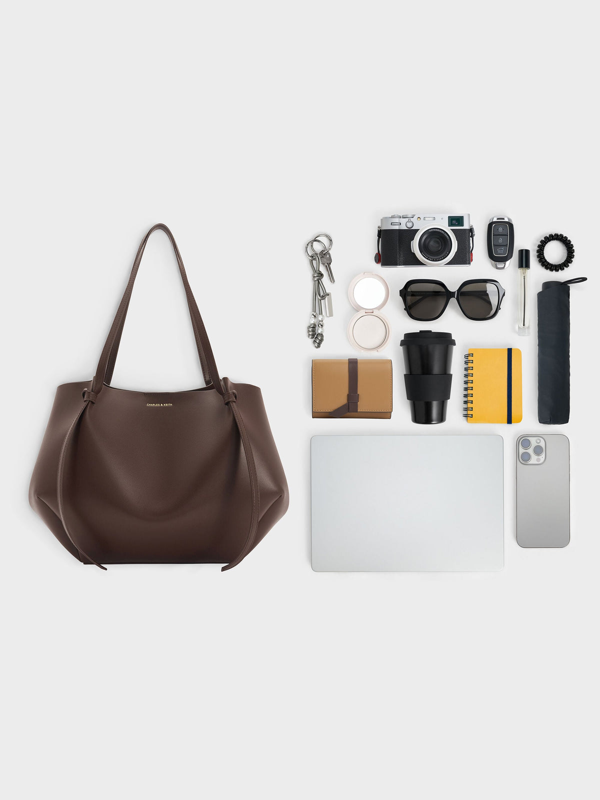 CHARLES & KEITH Quality / XL Calla Tote Bag - Espresso Brown
