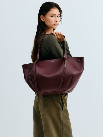 CHARLES & KEITH Discount / XL Calla Tote Bag - Wineberry Red