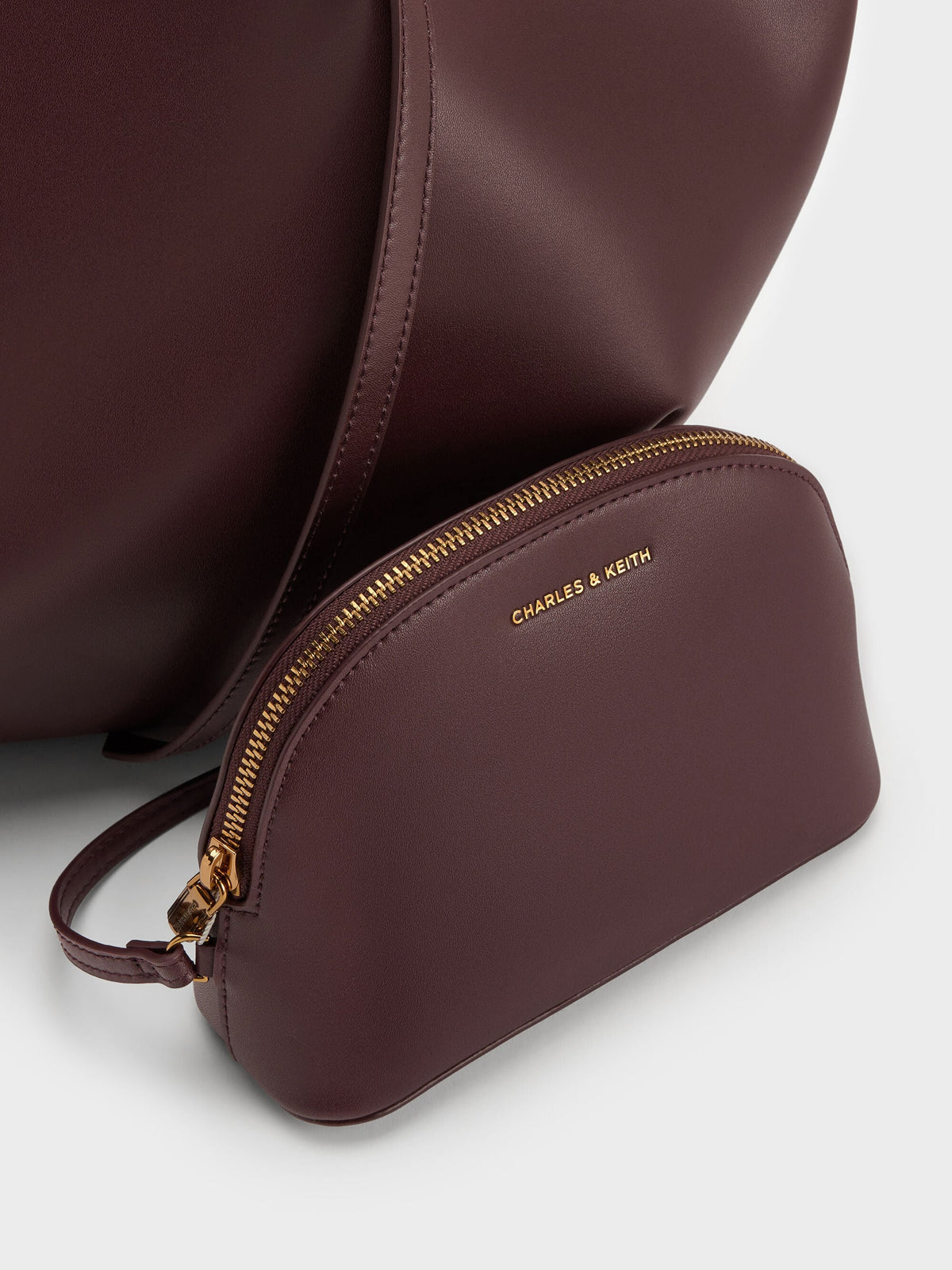 CHARLES & KEITH Discount / XL Calla Tote Bag - Wineberry Red