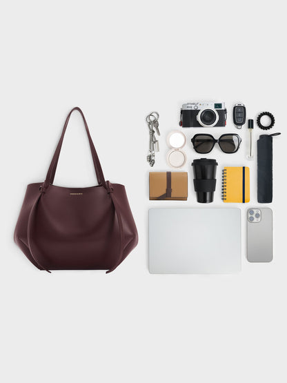 CHARLES & KEITH Discount / XL Calla Tote Bag - Wineberry Red