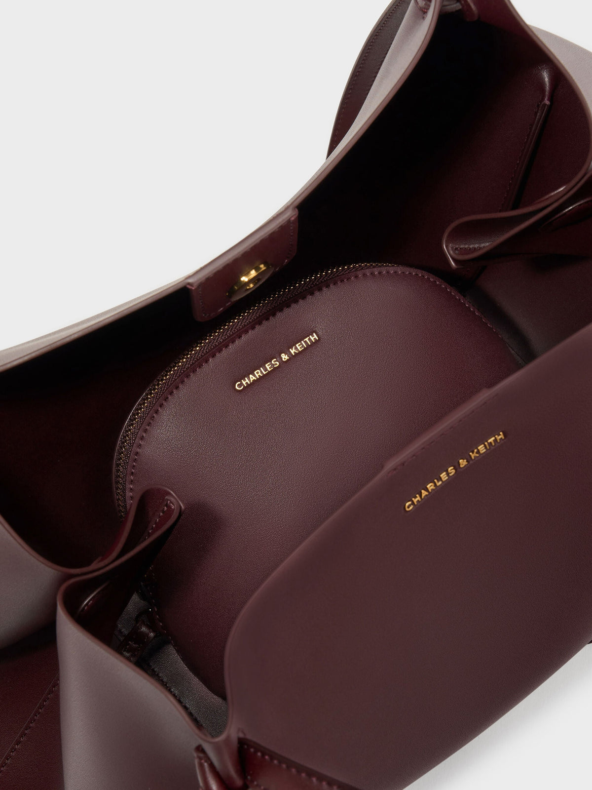 CHARLES & KEITH Discount / XL Calla Tote Bag - Wineberry Red