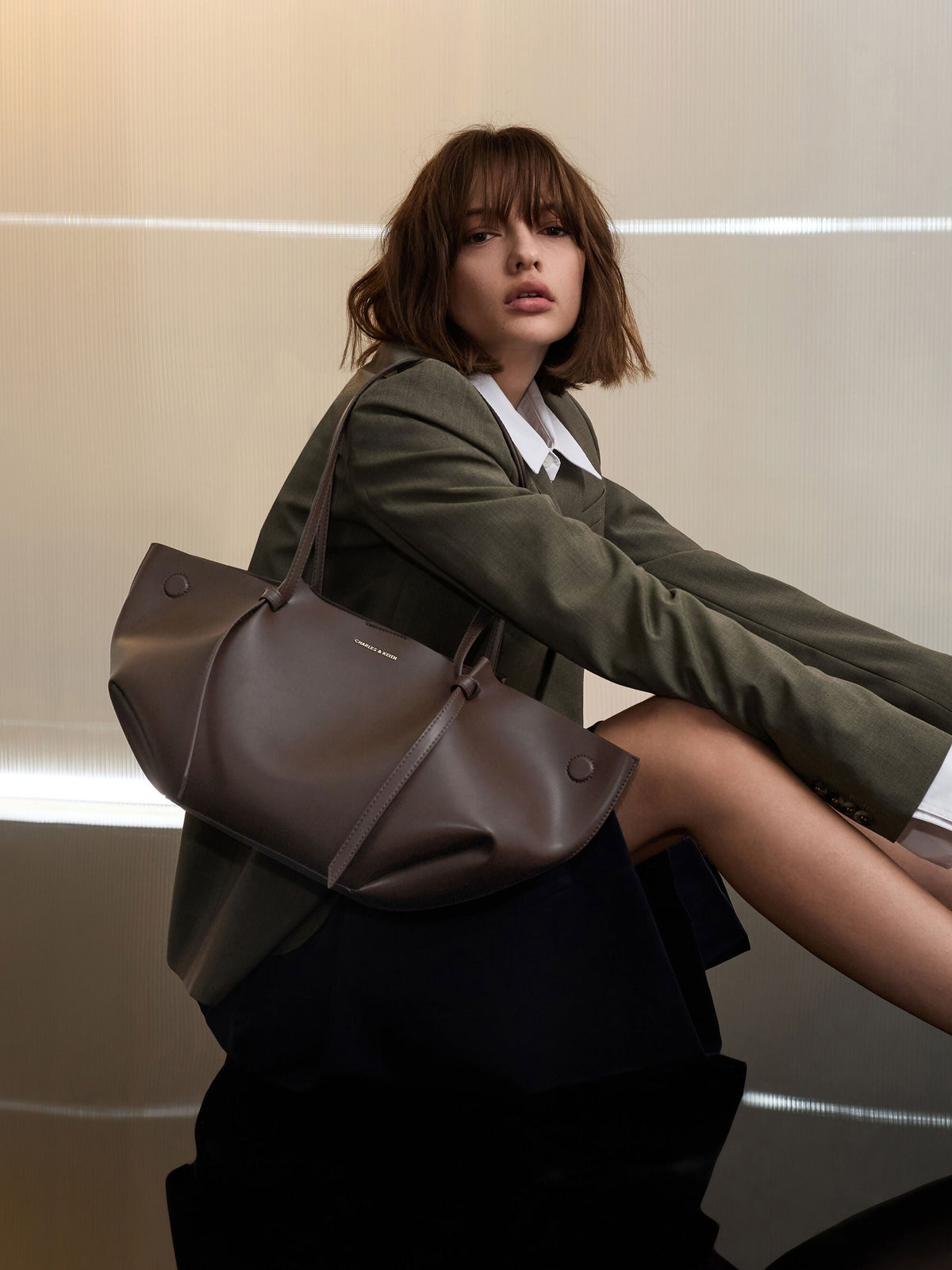 CHARLES & KEITH Essential / Calla Tote Bag - Espresso Brown
