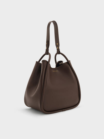 CHARLES & KEITH Exclusive / Lyla Tubular Slouchy Tote Bag - Espresso Brown