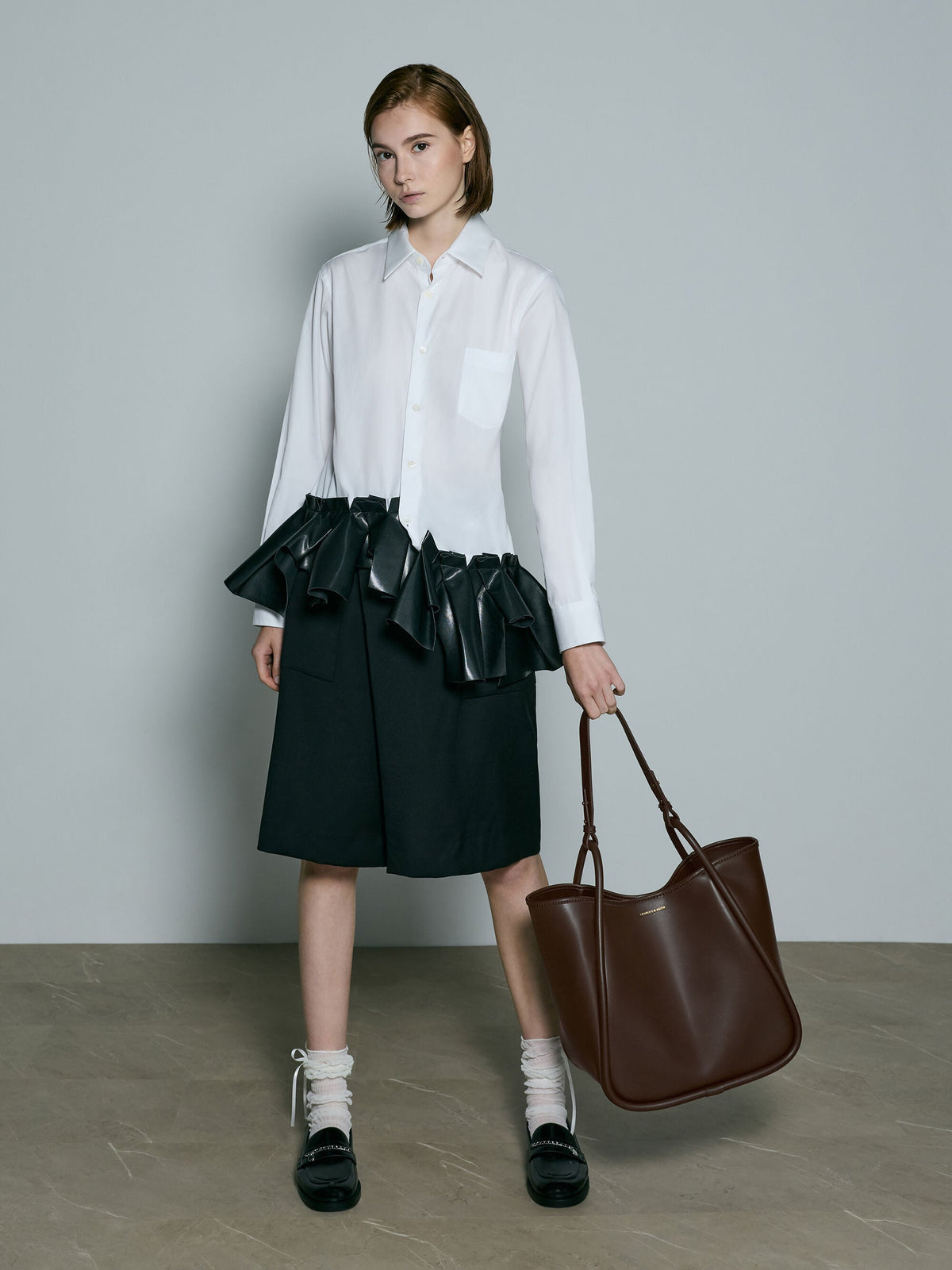 CHARLES & KEITH Exclusive / Lyla Tubular Slouchy Tote Bag - Espresso Brown