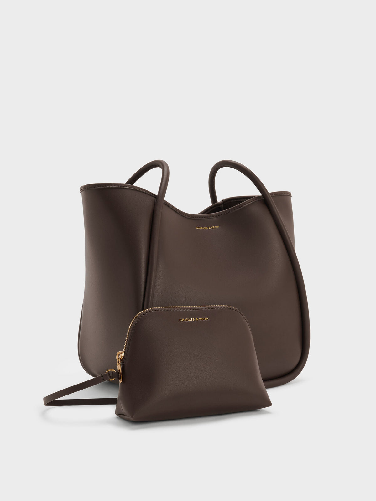 CHARLES & KEITH Exclusive / Lyla Tubular Slouchy Tote Bag - Espresso Brown