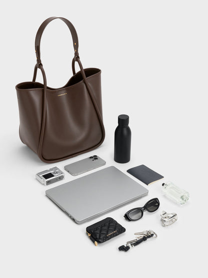 CHARLES & KEITH Exclusive / Lyla Tubular Slouchy Tote Bag - Espresso Brown