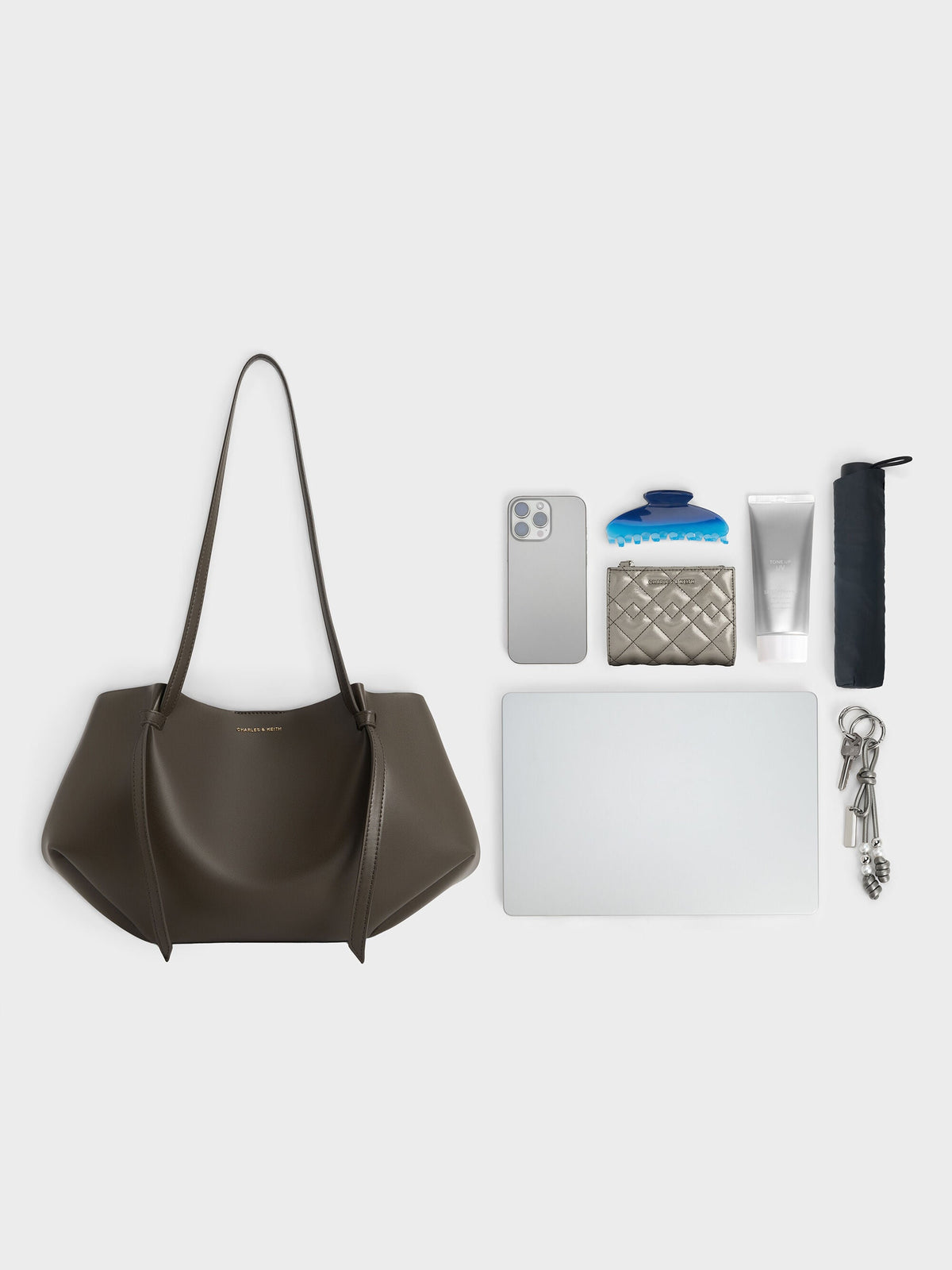 CHARLES & KEITH Discount / Calla Tote Bag - Dark Moss