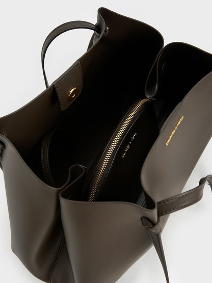 CHARLES & KEITH Discount / Calla Tote Bag - Dark Moss