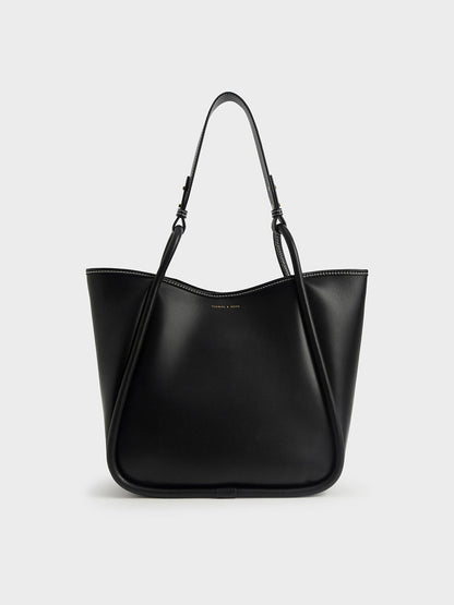CHARLES & KEITH Quality / Lyla Tubular Slouchy Tote Bag - Black
