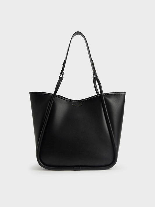 CHARLES & KEITH Quality / Lyla Tubular Slouchy Tote Bag - Black
