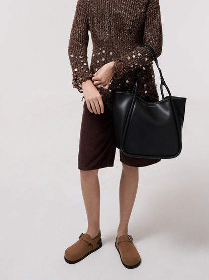 CHARLES & KEITH Quality / Lyla Tubular Slouchy Tote Bag - Black