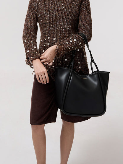 CHARLES & KEITH Quality / Lyla Tubular Slouchy Tote Bag - Black